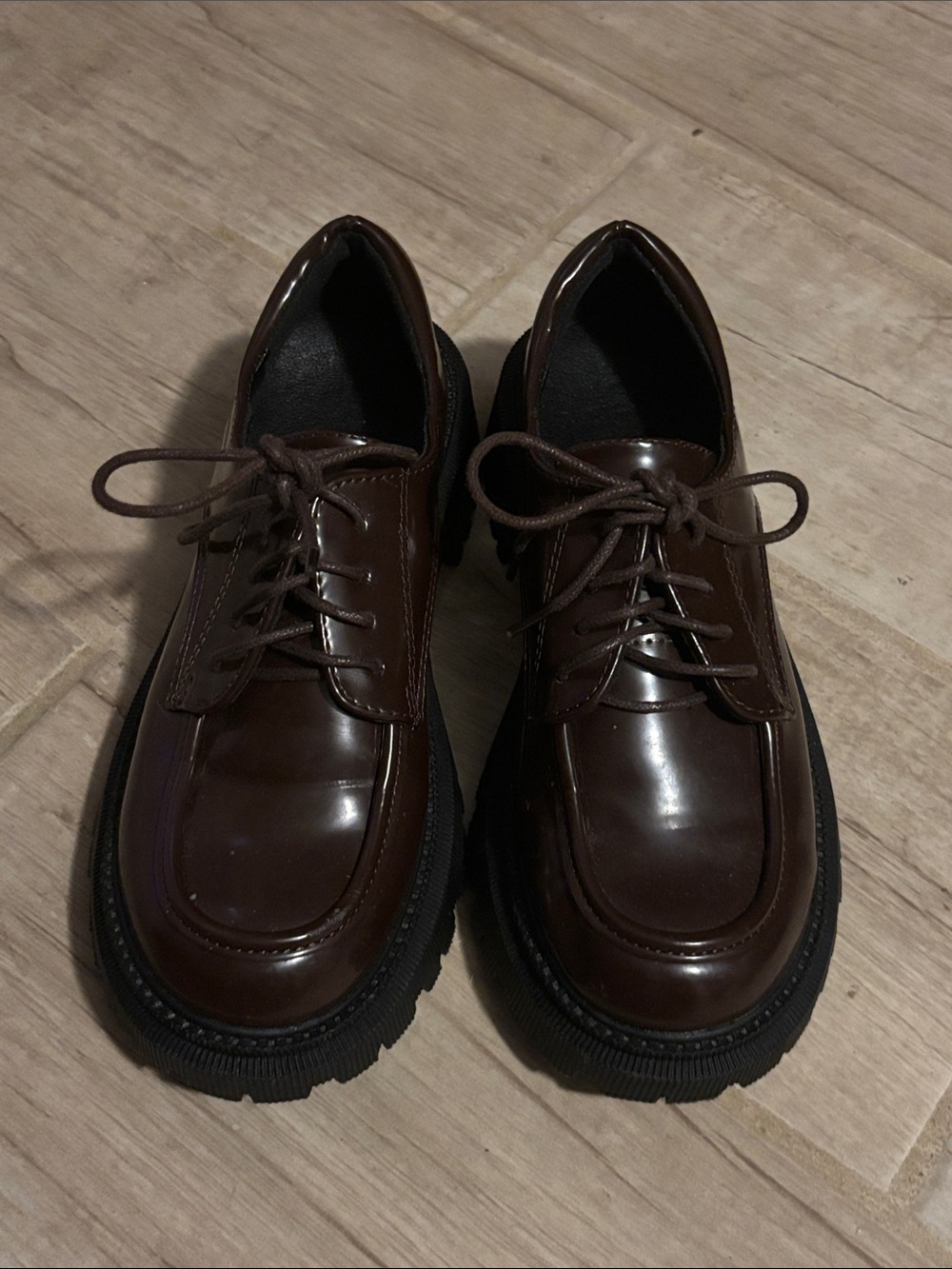 SHEIN Women's Dark Brown Lace-Up Loafers